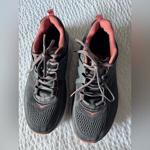 Hoka Grey and Coral Athletic Shoes